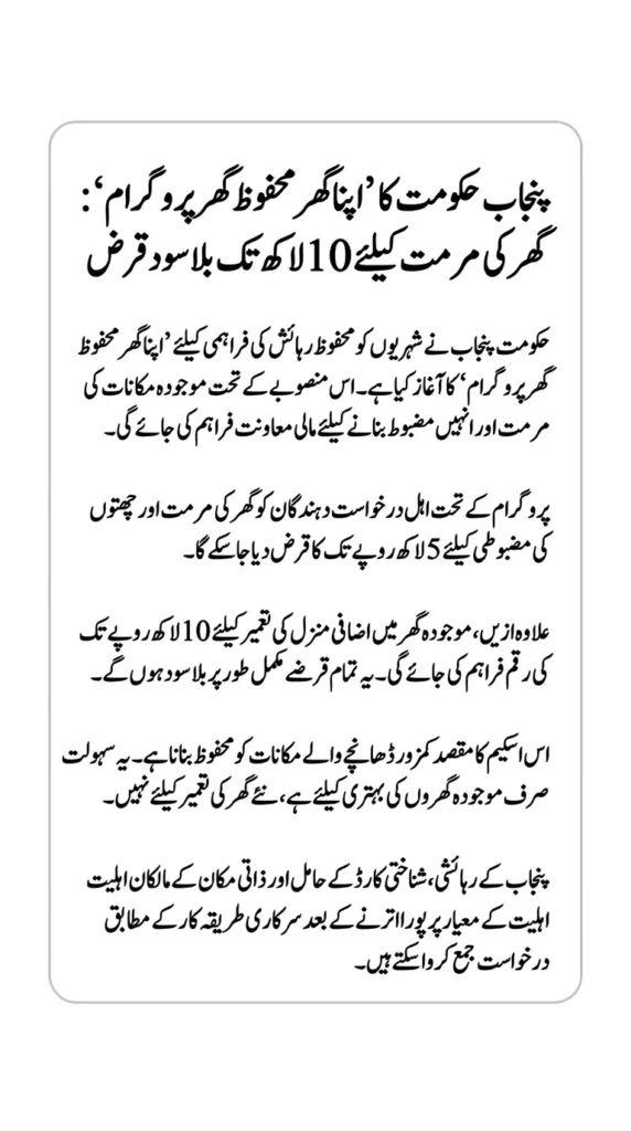 Apna Ghar Mehfooz Ghar Program